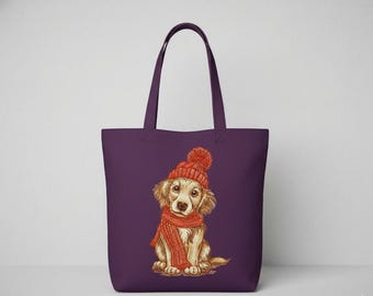 Golden Retriever Puppy Embroidery Design | Christmas Winter Apparel (DST Format)