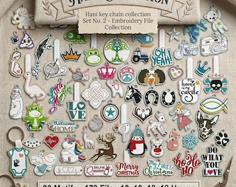 ITH Embroidery Keychain Design Bundle | 90 Bag Tag Motifs, 10x10 & 13x18 Hoops (Digital Download)