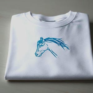 Minimalistisch Stickdatei Pferdekopf | Line Art Stitching (DST'PES.. Format)