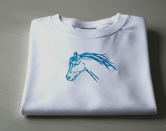 Minimalist Horse Head Embroidery Design | Line Art Stitching (DST'PES.. Format)