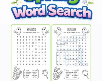 Woordzoekpuzzels lente | 10 puzzels, 3 niveaus (digitale download)