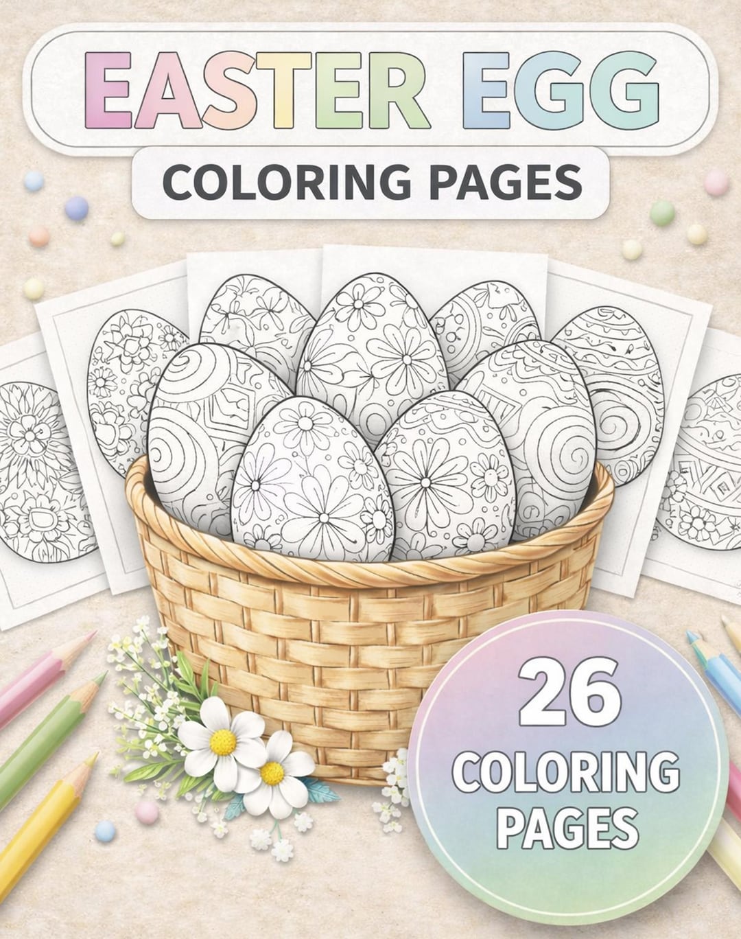 26 Easter Egg Coloring Pages | Kids Spring Activity (printable Download ...