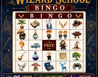 Cartes de bingo pour l'école des sorciers, jeu de société magique, activité fantastique pour enfants (téléchargement instantané)