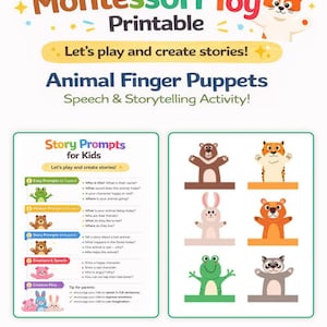 Printable Animal Finger Puppets | Montessori Speech Therapy Storytelling (PDF Pattern)