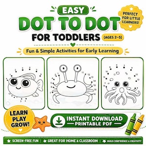 Easy Dot to Dot for Kids Ages 3-5 – Connect Numbers 1-20 (PDF Pattern)
