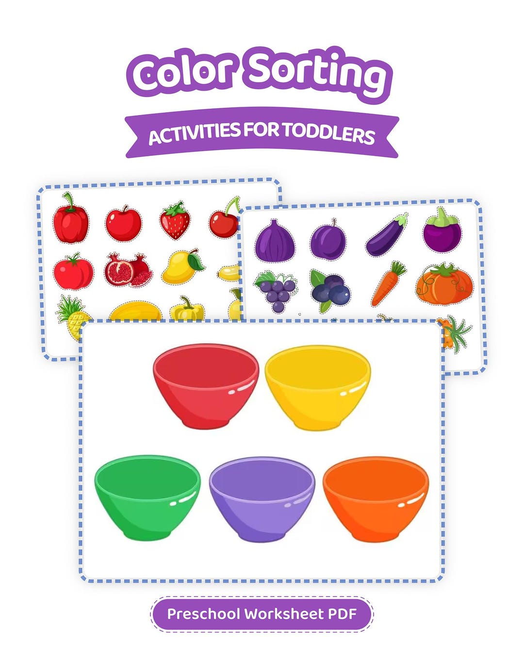 Color Sorting Printables, Color Matching Activities for Toddlers