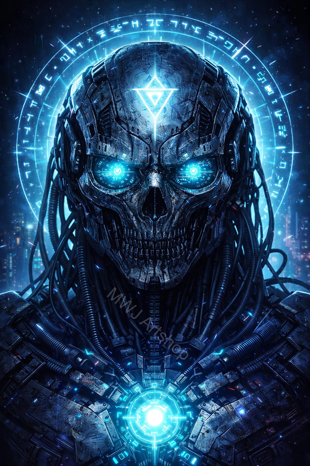 Computer Deity Neon Cyber Gods Wall Art Set of 5 | Sci-fi Cyberpunk Digital Prints ...