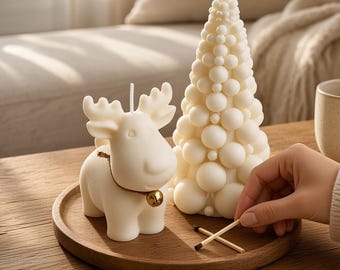2PCS Bubble Tree Elk Mold,Christmas candle mold,  Winter Home Party Favor Decor, Concrete Raysin Casting Mold, Epoxy Resin Gift macking, DIY