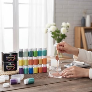 Kit com 6 pigmentos em pó perolado para resina epóxi, conjunto de pó de mica para arte em resina, corante para resina DIY para joias, artesanato e fabricação de sabonetes.