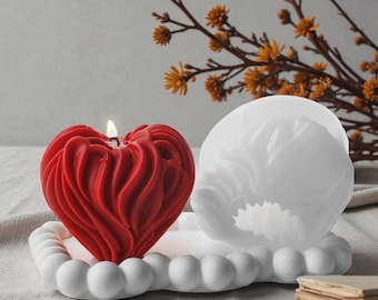 DIY Wax Silicone Candle Mold – 3D Romantic Heart Mold for Candles, Gifts, Candle Mold –, Resin, Plaster ,Mold