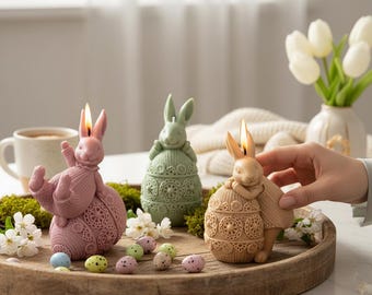 Bunny Candle Molds, Rabbit Silicone Mold, Easter 3D Bunny Candle Mold ,Easter decoration, spring gift idea, DIY