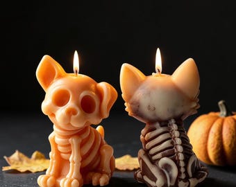 Puppy Kitten Halloween Skull Silicone Candle Mold – Skeleton Dog Mold for DIY Candles, Resin & Plaster Crafts