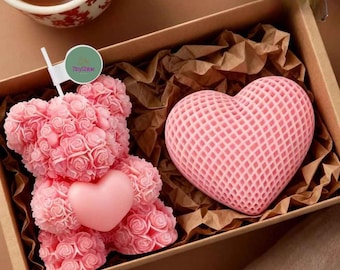Set 3D Teddy Bear Silicone Candle Mold, Making Tool DIY Souvenir.