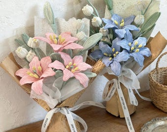 Lily and Lily of Valley Craft Flowers, Graduation Gift, Pipe Cleaner DIY Bouquet with Video