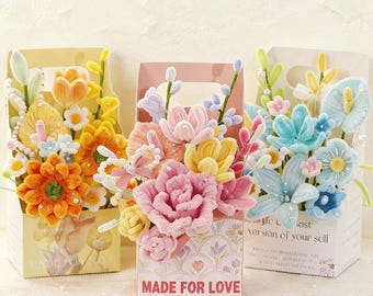 Twist Stick Bouquet Flower Box, DIY Pipe Cleaner Flowers with Video, Gifts for Mom/ Teachers