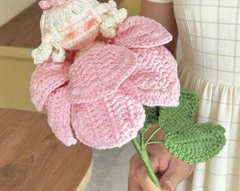 Rose DIY Weaving Material Kit, Gift for Girlfriend, Crocheted Flower Fairy with Video