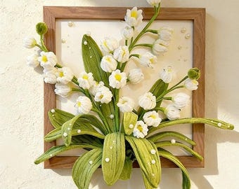 Lily of the Valley Photo Frame Bouquet, DIY Craft Kit with Video, Tabletop & Wall Decor