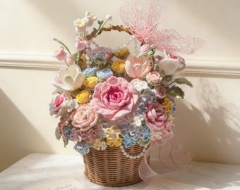DIY Crochet Rose Kit with Video, Weaving Flower Bouquets, Gift for Girlfriend