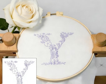 Floral Alphabet Embroidery Kit for Beginner: Valentine's Day Gift, DIY Craft with Video