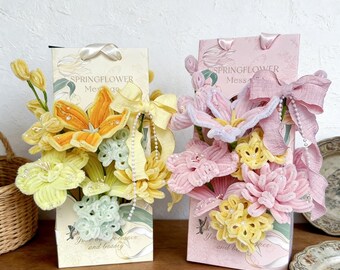 Lily Flower Box Bouquet, DIY Craft Kit with Video, Pipe Cleaner Bouquet for Friends
