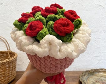 Home Decor Bouquet for New Year, Sunflower/ Rose Crochet Bouquet
