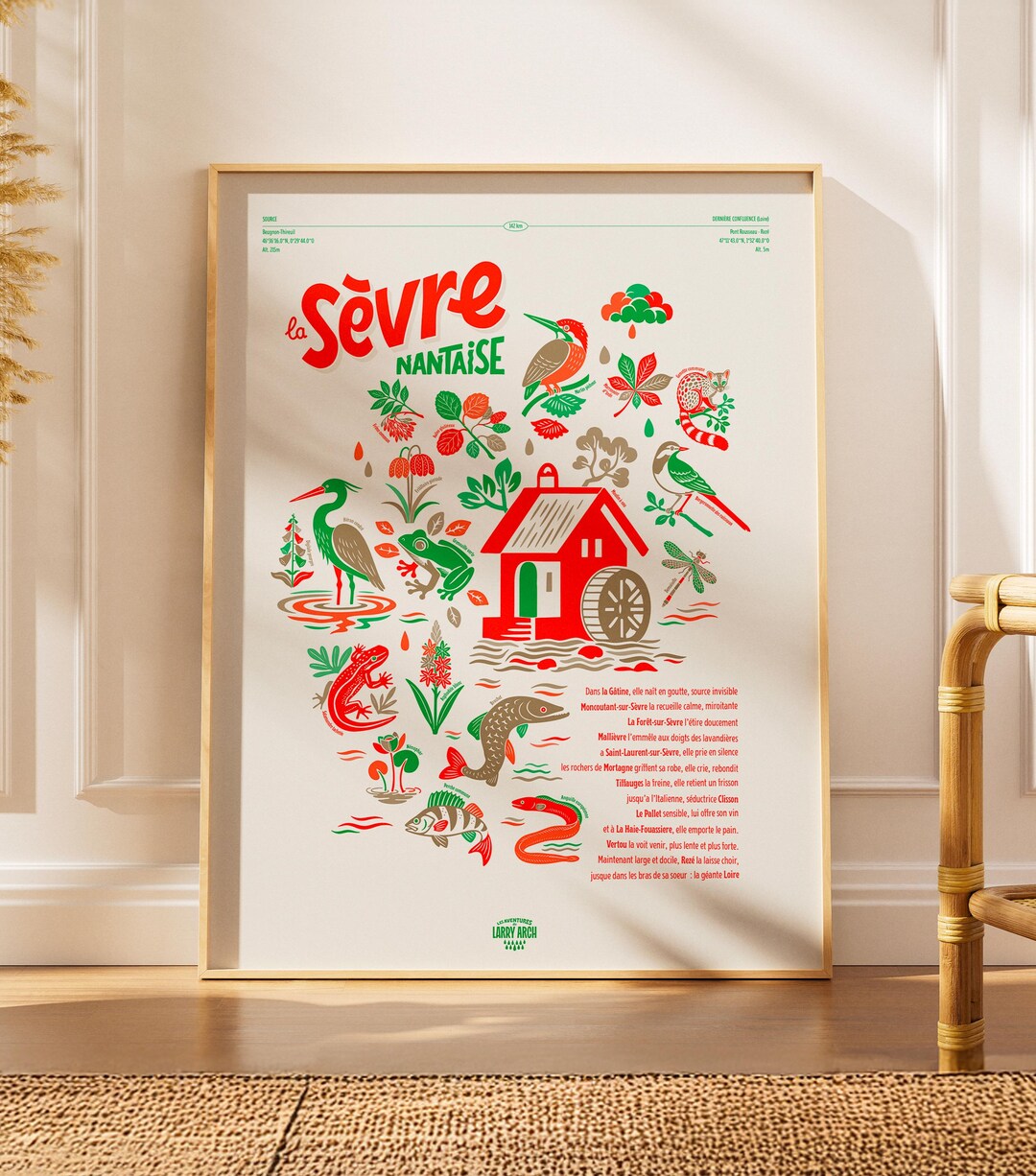 Decorative Naturalist Poster – Sèvre Nantaise River Illustration in ...