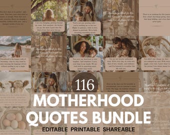 Paquete de citas sobre la maternidad, citas del Día de la Madre, plantillas de Instagram de Canva, vida de mamá, citas sobre paternidad, citas sobre maternidad, citas sobre crianza de los hijos (PLR, MRR)