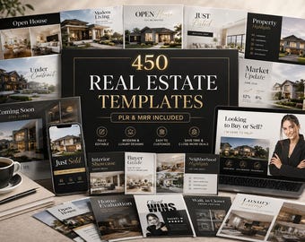 Plantillas de marketing inmobiliario / Publicaciones e historias de Instagram para agentes inmobiliarios de lujo / Plantilla editable de Canva para redes sociales con imagen de marca para agentes inmobiliarios (PLR/MRR)