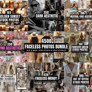 4500+ Faceless Aesthetic Stock Photos Bundle, Instagram Post & Story Templates, PLR MRR Social Media Images, Canva Template kit