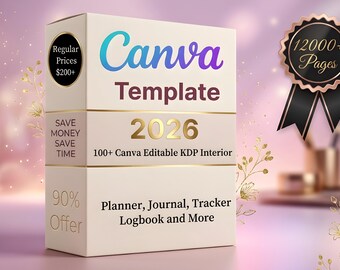 Plantillas editables de Canva KDP Paquete de interiores Diario Planificador Rastreador Libro de registro Cuaderno Libro de trabajo Lista de verificación Hoja de puntuación Paquete TDAH PLR MRR