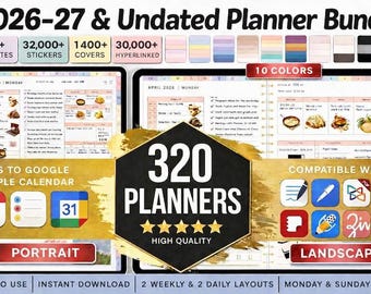 All-in-One Digital Planner 2026 2027 2028 Printable Journal Goodnotes Template Weekly Daily Notability ADHD iPad & Android Hyperlinked Xodo