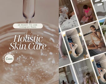 Plantillas de Instagram Reels para el cuidado holístico de la piel, videos estéticos para esteticistas, coaches de salud y clínicas de la piel, Canva Reels PLR para el bienestar de la piel
