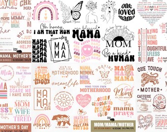 Paquete de 100 lindos SVG de mamá, SVG del Día de la Madre, SVG de vida de mamá, SVG de mamá PNG, SVG de mamá bendecida, SVG de mamá de niños, SVG con citas de mamá, diseños de camisetas de mamá