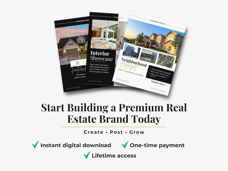 Editable real estate Instagram story templates Canva, modern realtor marketing kit for consistent social media branding