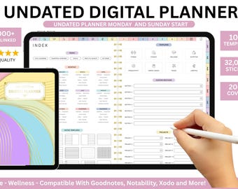 Agenda digital todo en uno sin fecha 2026-2028 Agenda digital para TDAH Diario digital Plantilla Goodnotes Agenda semanal y diaria para iPad Notability