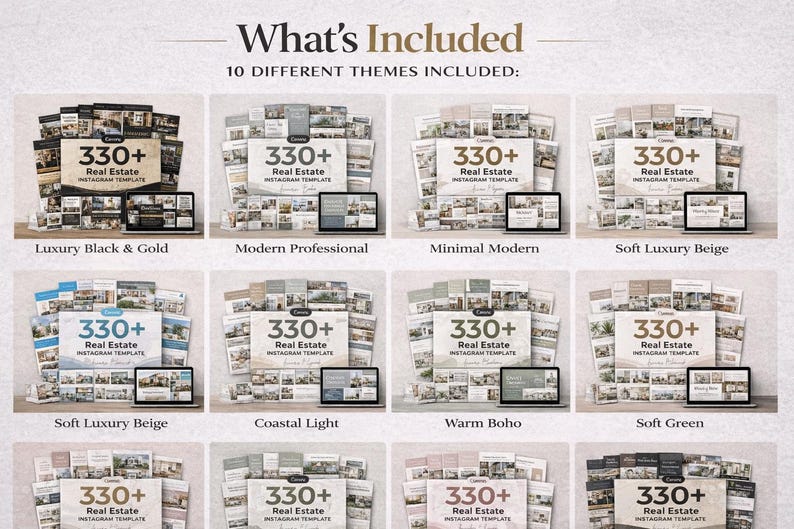 Real estate content planner templates Canva bundle, Instagram marketing kit for agents with posts, stories and carousels