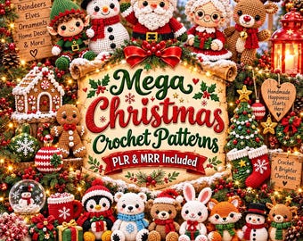 Mega Christmas Crochet Patterns Bundle PDF, Holiday Amigurumi & Festive Decor, Snowman Santa Bell Ornament Pattern, English Instant Download
