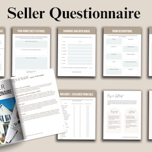 All-in-one real estate marketing bundle mockup with Canva templates, buyer seller guides, and Instagram branding system