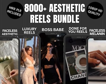 Más de 8000 videos estéticos sin rostro, reels sin rostro, reels de lujo, paquete de mega reels, marketing sin rostro, paquete de videos PLR, derechos de reventa MRR