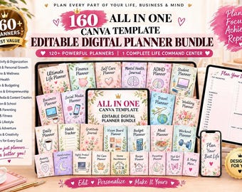 Agenda digital todo en uno 2026 2027 2028 TDAH Notability Plantilla Goodnotes Agenda imprimible Diario semanal Cuaderno de trabajo editable Canva