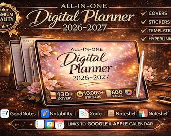 Agenda digital todo en uno 2026 2027 2028 Agenda Goodnotes Agenda Notability Agenda semanal Agenda diaria Agenda para TDAH Hipervinculada Apple Google Calendar Sincronización iPad