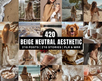 Fotos con estética chic en tonos beige neutros / Imágenes minimalistas sin rostro de estilo de vida de chica jefa / Plantillas para publicaciones e historias de Instagram para profesionales del marketing (PLR/MRR)