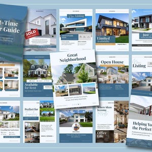Real estate Instagram templates for property managers and agencies, Canva editable social media marketing kit