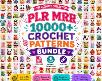 Paquete de más de 10 000 patrones de amigurumi a crochet / PDF de peluches, animales y muñecos (descarga instantánea) / PLR MRR Paquetes de patrones a crochet con derechos de reventa