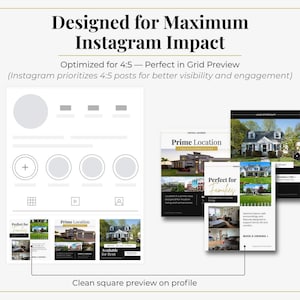 Minimalist real estate social media templates bundle, Canva realtor Instagram posts with clean and professional design