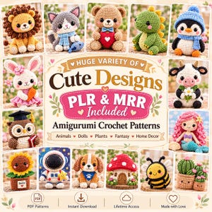 Über 10.000 PLR- und MRR-Mega-Amigurumi-Häkelmuster-Bundle | Niedliche Tier-Plüschtiermuster (PDF) | Häkelmuster für Anfänger | Sofort-Download
