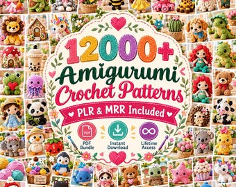 Paquete de más de 12.000 patrones de amigurumi a crochet con derechos de reventa (PLR) en formato PDF / Patrones de animales adorables a crochet / Patrones de peluches ideales para principiantes / Descarga instantánea