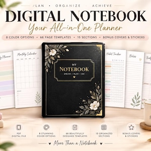 All-in-One Digital Planner NoteBook 2026 2027 2028 Digital Planner Journal Digital Goodnotes Template Weekly Daily Planner Notability ADHD