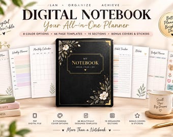 Agenda digital todo en uno, cuaderno 2026, 2027, 2028, agenda digital, diario, plantilla digital Goodnotes, agenda semanal y diaria, Notability, TDAH