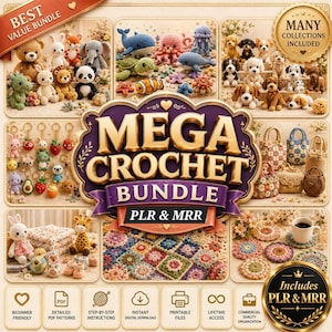 10000+ PLR MRR Crochet Patterns Bundle PDF | Amigurumi Pattern Mega Collection | Beginner Freindly Plushie Pattern | Cute Animal Labubu Pdfs